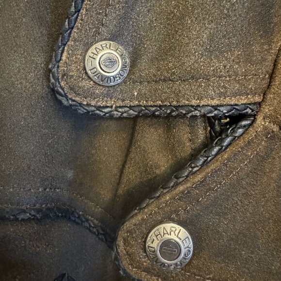 Vintage 90’s Y2K Harley Davidson Billings Distressed Mens LARGE Leather Jacket - Picture 12 of 12